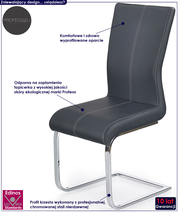 Czarne krzesło kuchenne do stołu Bilena