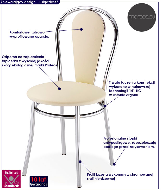 krzesło metalowe beżowe