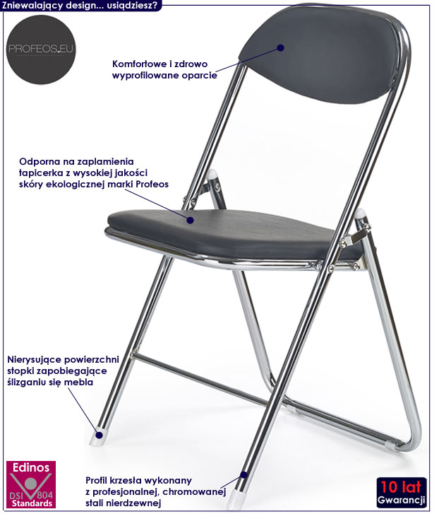 Czarne krzesło konferencyjne do biura Stinos