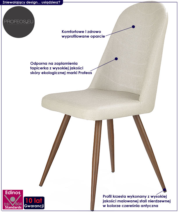 krzesło w stylu skandynawskim kremowe czereśnia Dalal