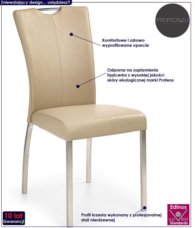 Beżowe krzesło kuchenne do stołu Zalan