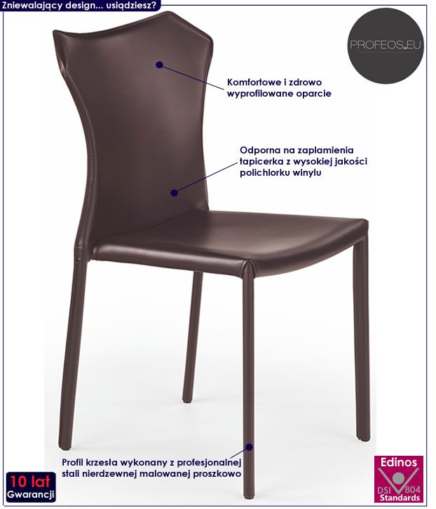 Nowoczesne krzesło do stołu, brązowe Emprix