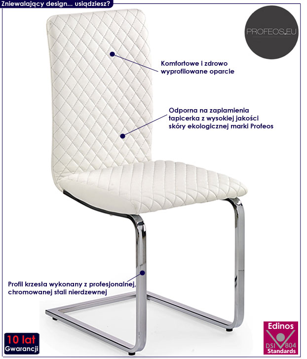 białe krzesło pikowane do stołu, kuchni Belix