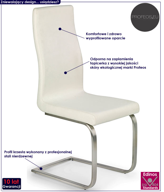 Kremowe krzesło kuchenne do stołu Hamo