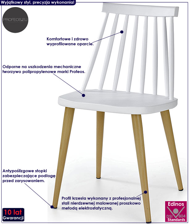 Skandynawskie białe krzesło kuchenne Erfan