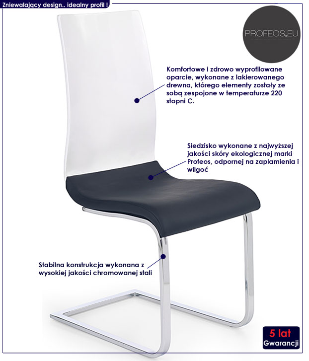 Krzesło kuchenne cappuccino, białe Avardi