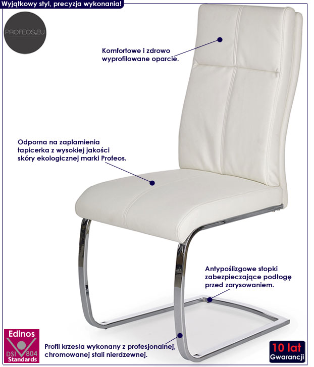 Minimalistyczne białe krzesło miękkie Gerdan