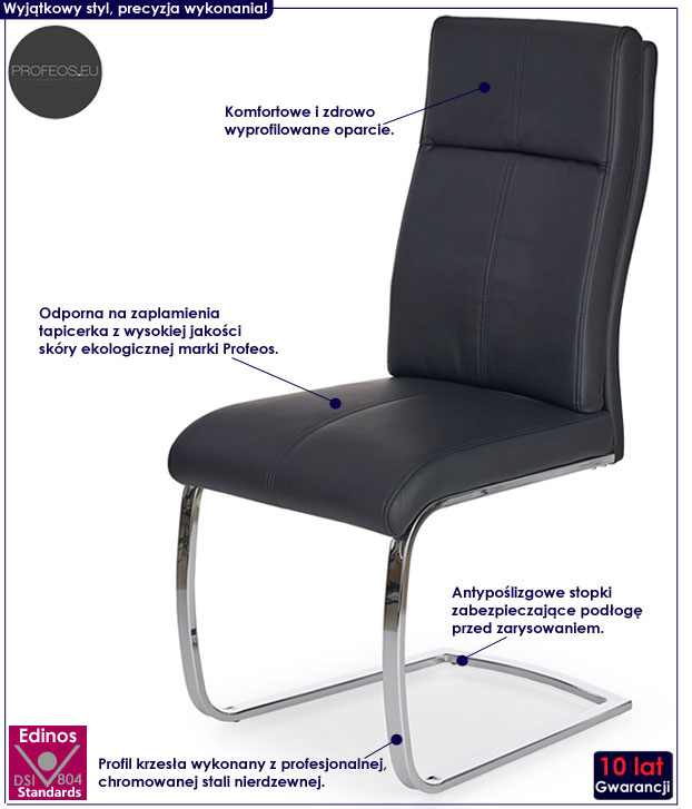 Nowoczesne, wygodne krzesło czarne Oversi