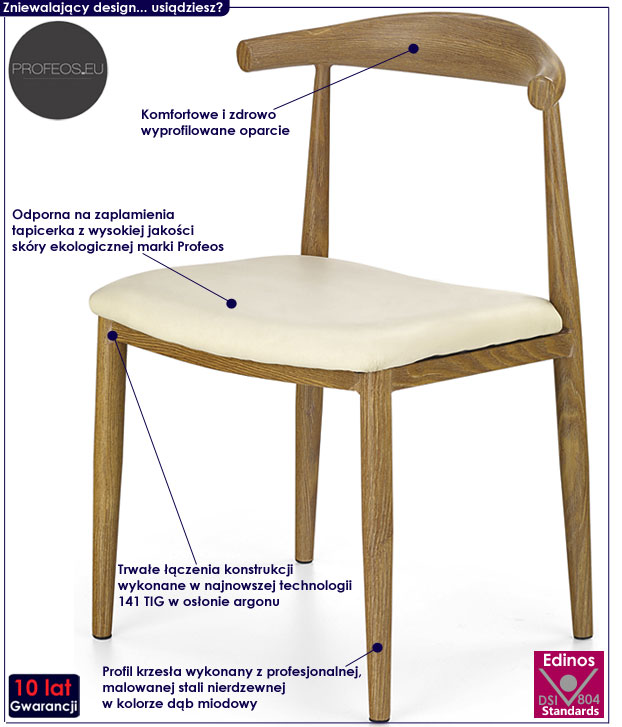 Tapicerowane krzesło do kuchni, jadalni Igis