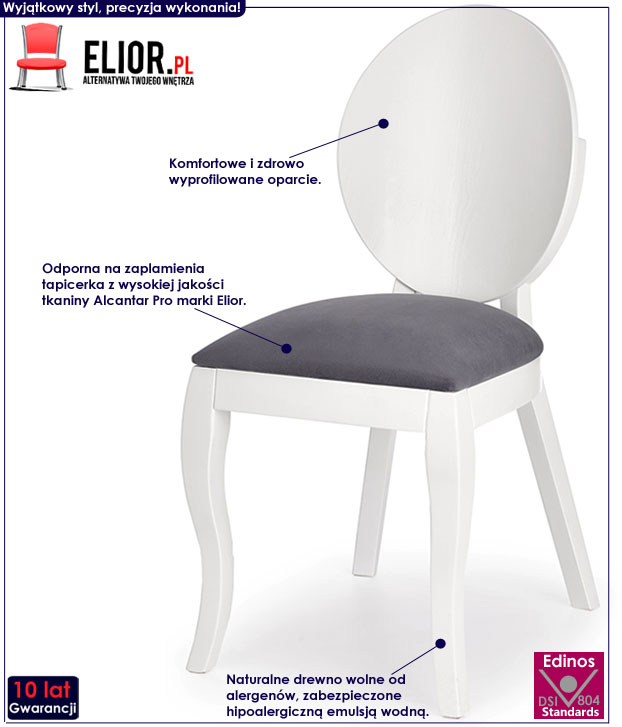 Drewniane białe krzesło w stylu skandynawskim Lavon