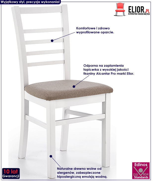 Białe krzesło kuchenne do stołu Birken