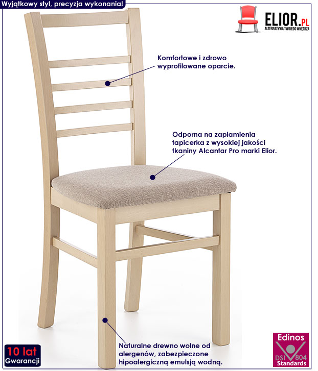 Drewniane krzesło kuchenne dąb sonoma Birken