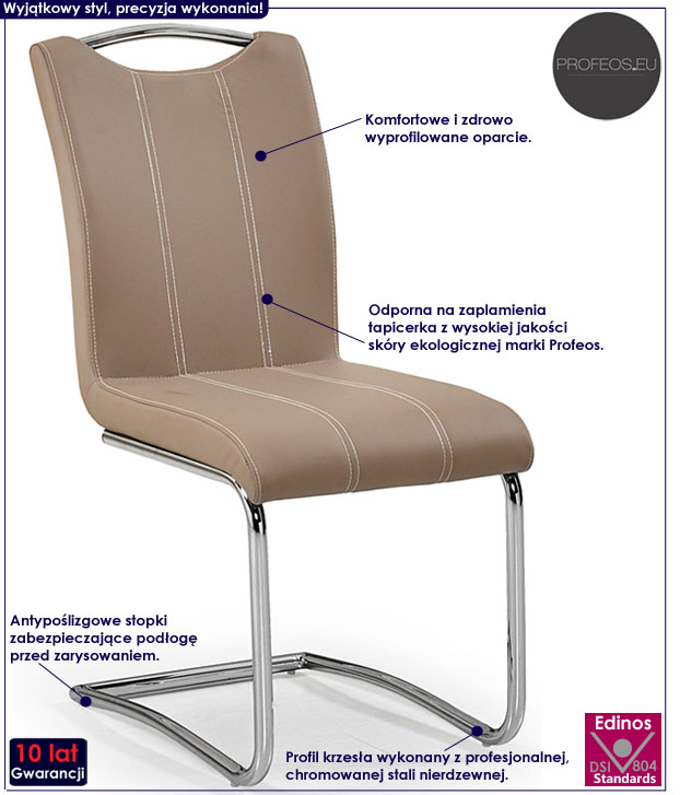 Beżowe krzesło tapicerowane cappuccino Dello