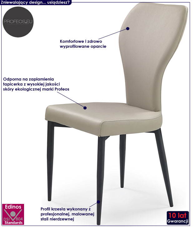 Nowoczesne krzesło beżowe do stołu Kisi