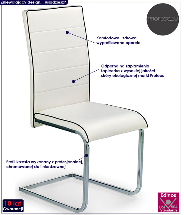 Białe krzesło metalowe do stołu, kuchni Kawi