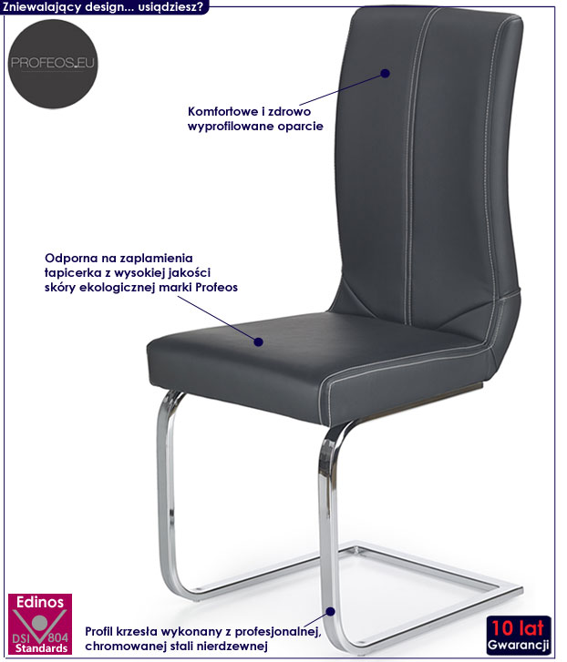 Czarne krzesło do stołu, kuchni Ringi