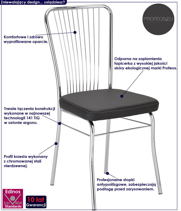 krzesło metalowe czarne Malvix