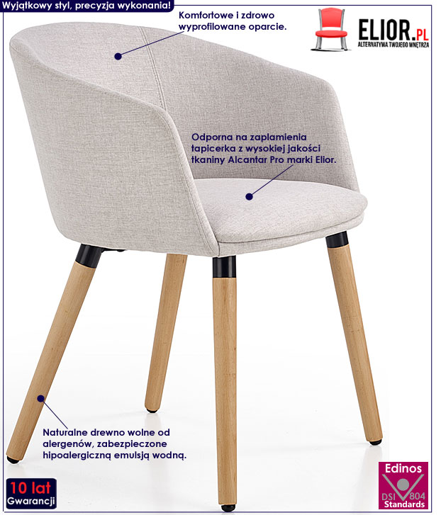 Jasnoszare krzesło kuchenne Nelik