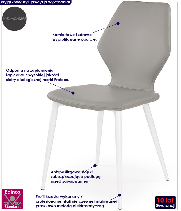 Szare krzesło tapicerowane Omir