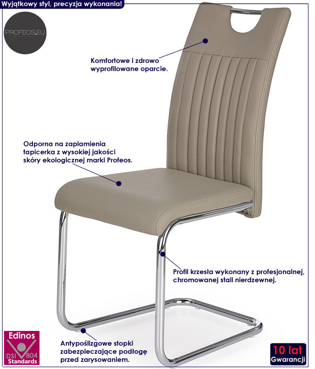 Beżowe krzesło do stołu cappuccino Visar