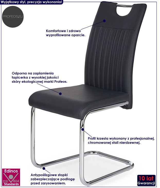 Nowoczesne czarne krzesło kuchenne Visar