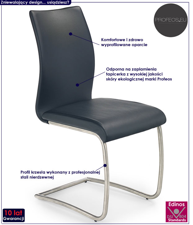 Czarne krzesło kuchenne do stołu Luint