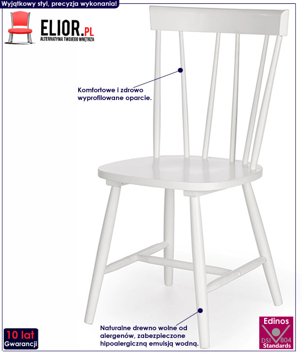 Minimalistyczne białe krzesło drewniane Jupitex