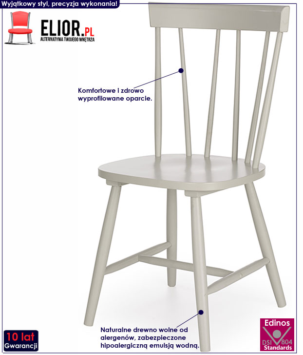 Szare, popielate krzesło skandynawskie Jupitex