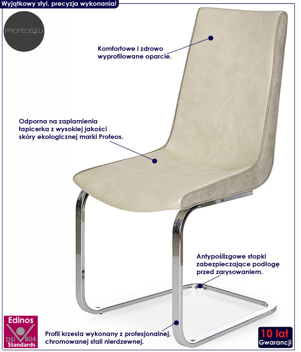 Nowoczesne krzesło szare, kremowe Swing