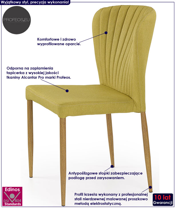 Zielone krzesło tapicerowane Lextor