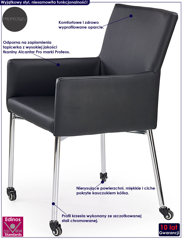 Czarne krzesło konferencyjne na kółkach Charlotte 4Q