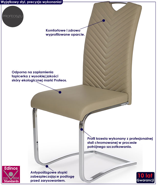 Beżowe krzesło do salonu cappuccino Roza