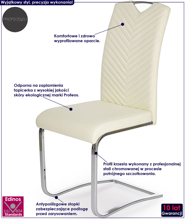 Kremowe krzesło do stołu Roza