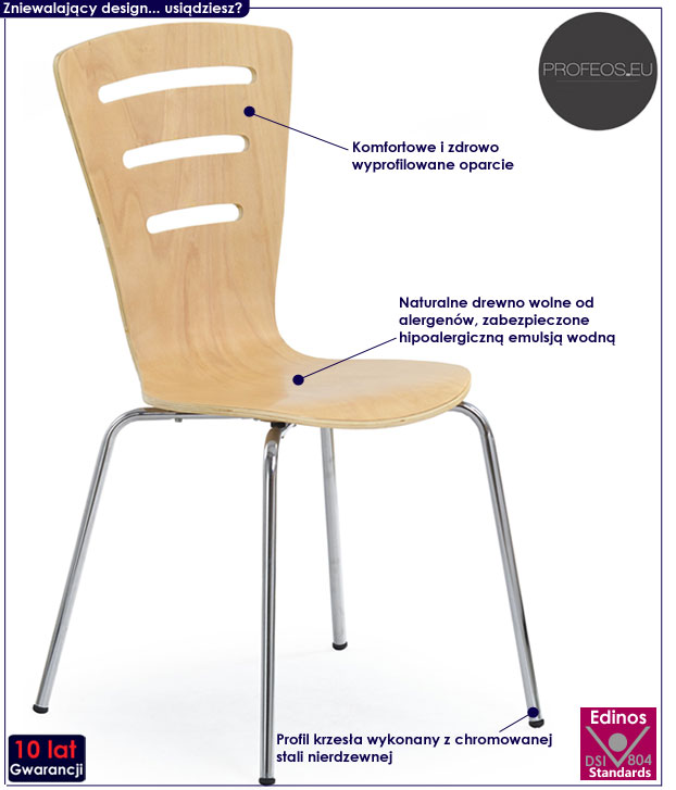 Profilowane krzesło kuchenne buk Leya