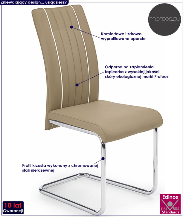 Beżowe krzesło nowoczesne do stołu Berto