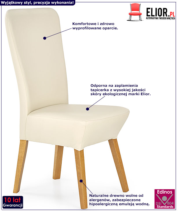 Kremowe krzesło skandynawskie Sufix 2X