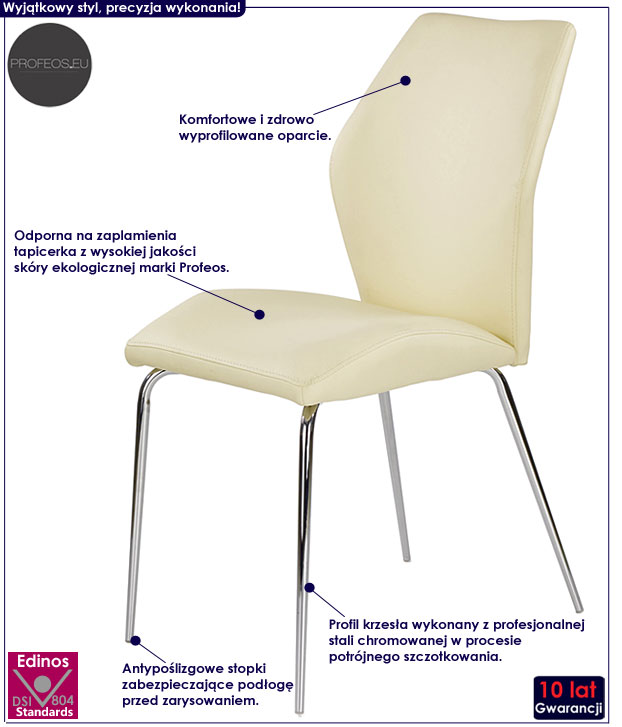 Kremowe krzesło tapicerowane Vonid