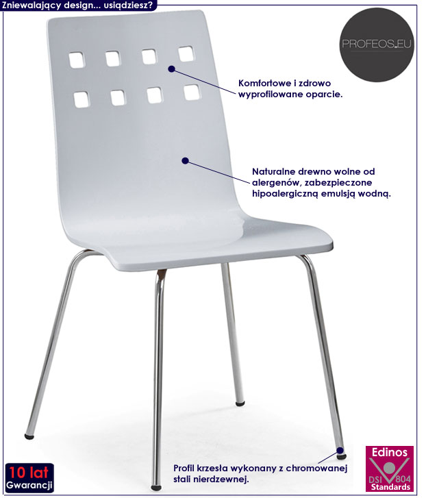 Białe krzesło do stołu w minimalistycznym stylu Tridin