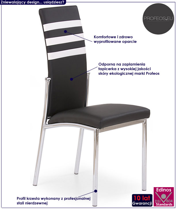 Nowoczesne, czarne krzesło kuchenne Hifox