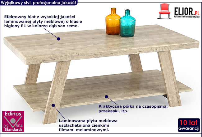 Prostokątna ława dab san remo Oliks