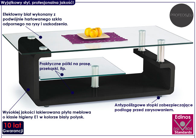 Czarna ława lakierowana Zirkos