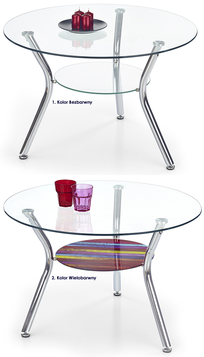 stolik kawowy szklany chromowany Mikra