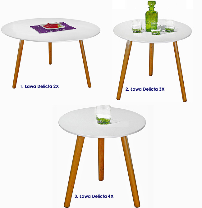 skandynawski stolik kawowy wysoki połysk Delicta