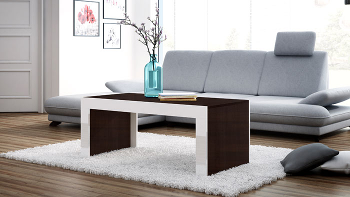 Stolik kawowy lakierowany wenge, biały TEST