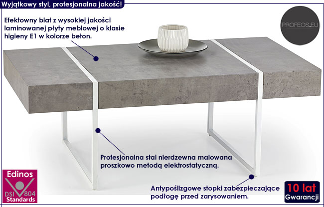 Betonowa ława biała industrialna Seram