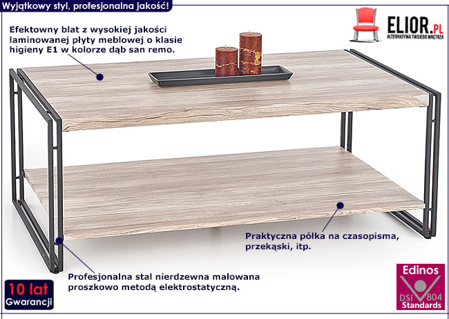 Nowoczesna ława do salonu dąb Amonti