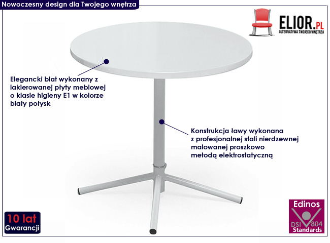stolik kawowy okrągły biały Xian