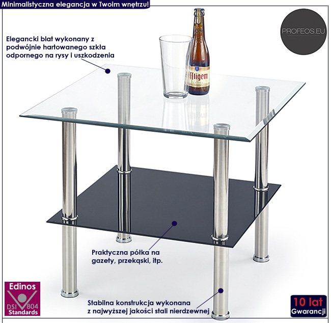 kwadratowy stolik kawowy czarny Davani 2X