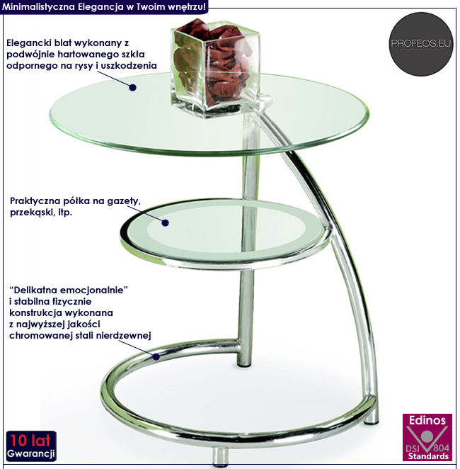 chromowana okrągła ława stolik Lizzana