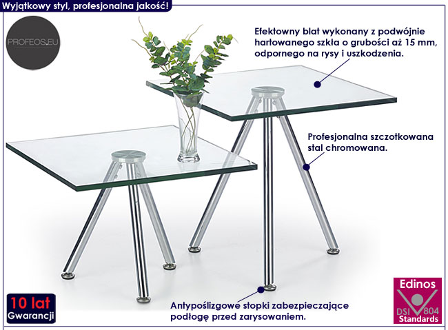 Wysoka kwadratowa ława szklana Ifoter 3X